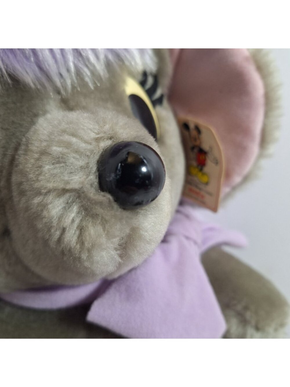 Disney Bianca Plush Mouse Purple Bow 16" Vintage 80s Made in Korea - Picture 8 of 16